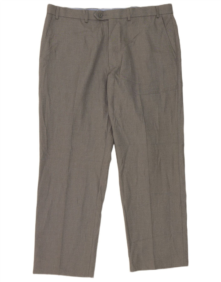 Calça masculina de terno reto Marks & Spencer W38 L29 poliéster cinza