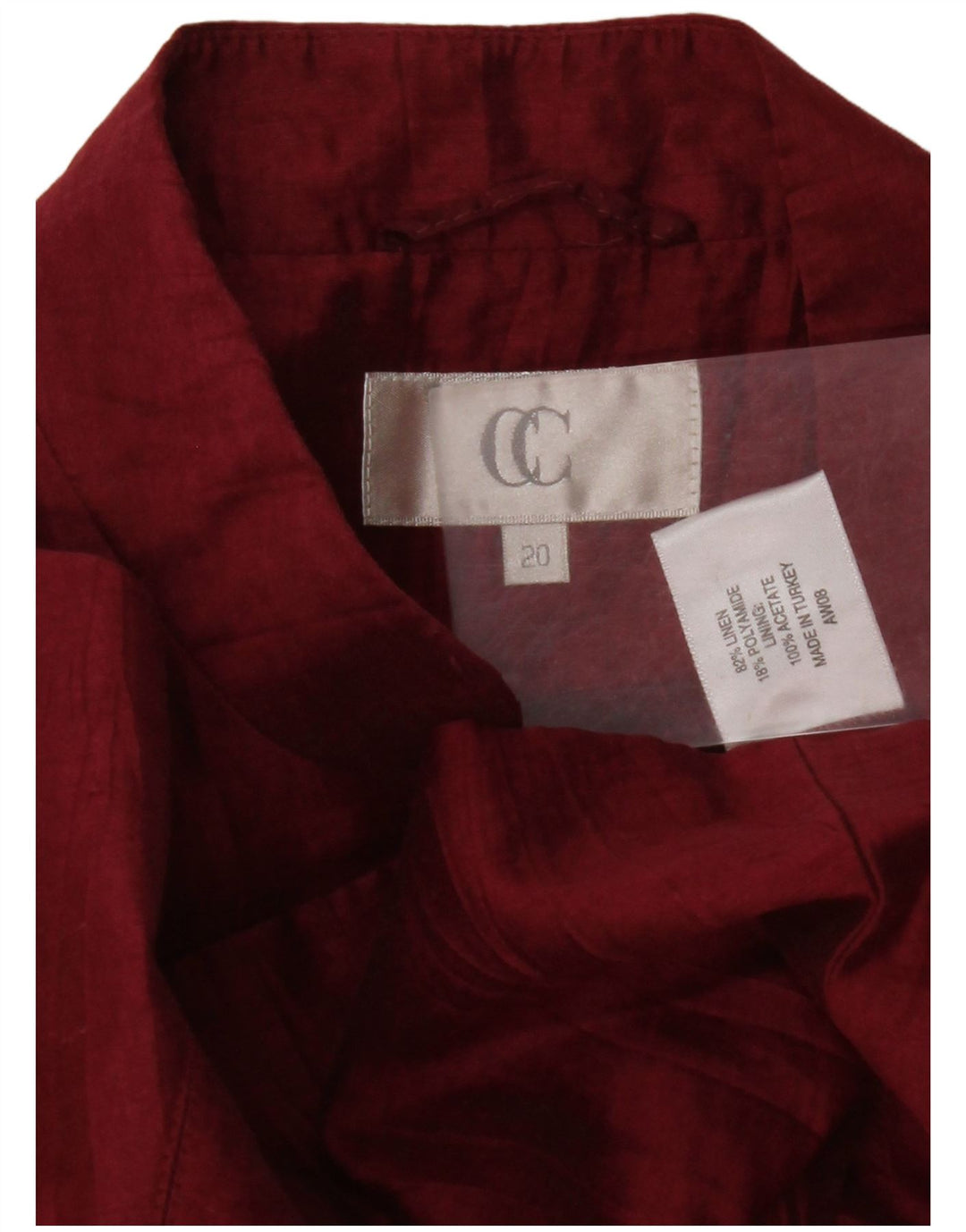 Jaqueta blazer feminina CC com 1 botão Reino Unido 20 2XL linho borgonha