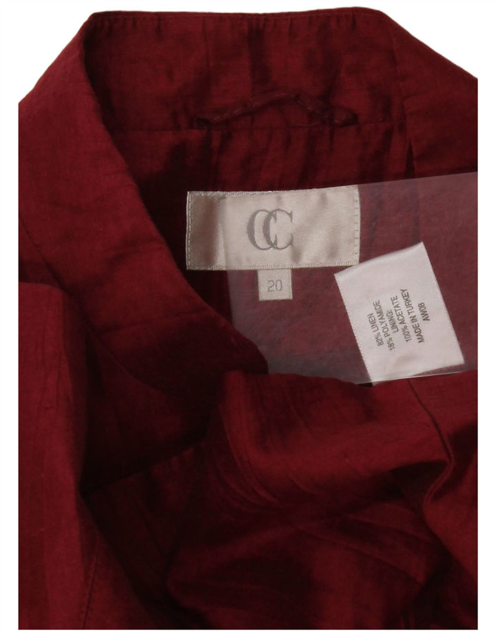 Jaqueta blazer feminina CC com 1 botão Reino Unido 20 2XL linho borgonha