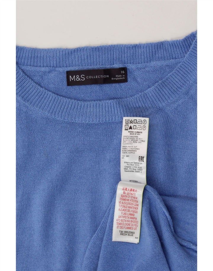Suéter feminino com gola canoa MARKS & SPENCER Reino Unido 16 grande acrílico azul