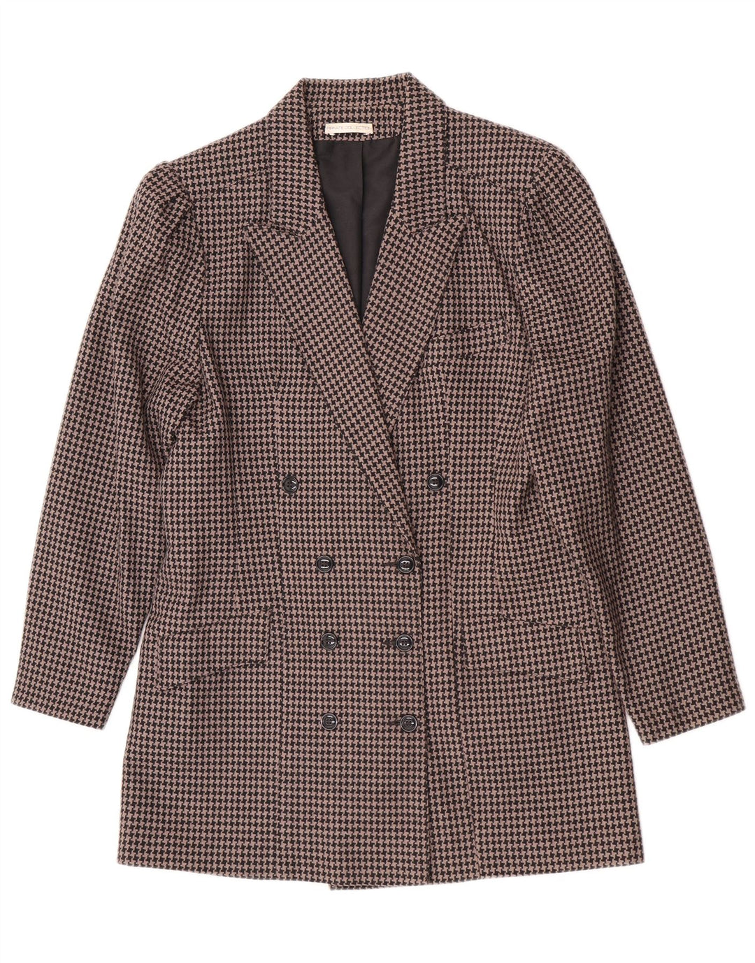 Conjunto de saia feminina vintage de 2 peças Reino Unido 14 médio W28 marrom houndstooth