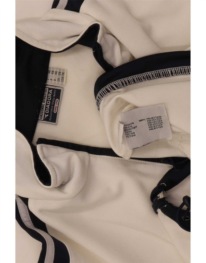 Diadora Mens Tracksuit Top Jacket UK 36 Small White Colourblock Poliéster