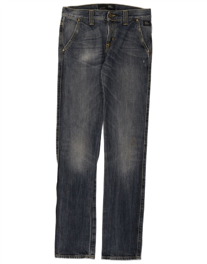 Calça jeans reta masculina Roy Rogers desgastada W30 L35 algodão azul