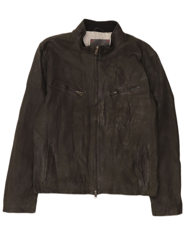 Jaqueta de couro masculina vintage UK 38 couro preto médio