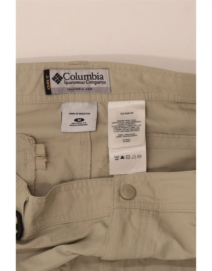 Calça cargo Columbia masculina reta média W30 L28 nylon bege