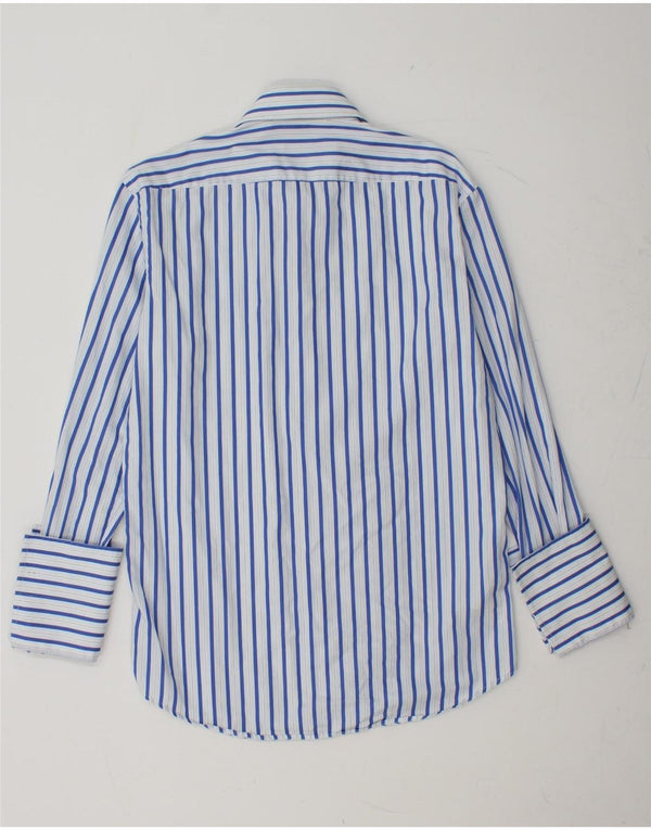 Camisa formal masculina HUGO BOSS tamanho 38 15 algodão listrado azul médio