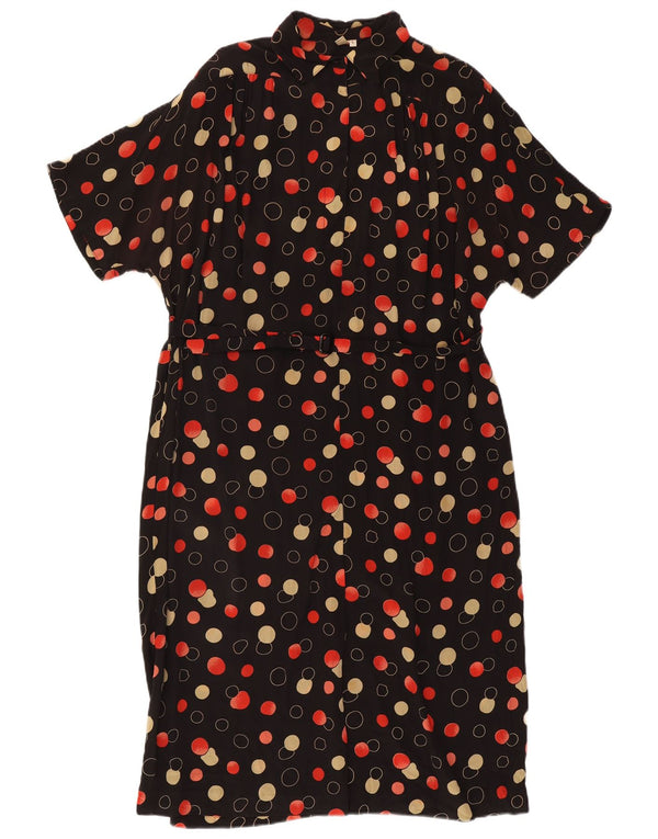 Vestido camisa vintage feminino de manga curta grande Reino Unido 16 grande preto manchado