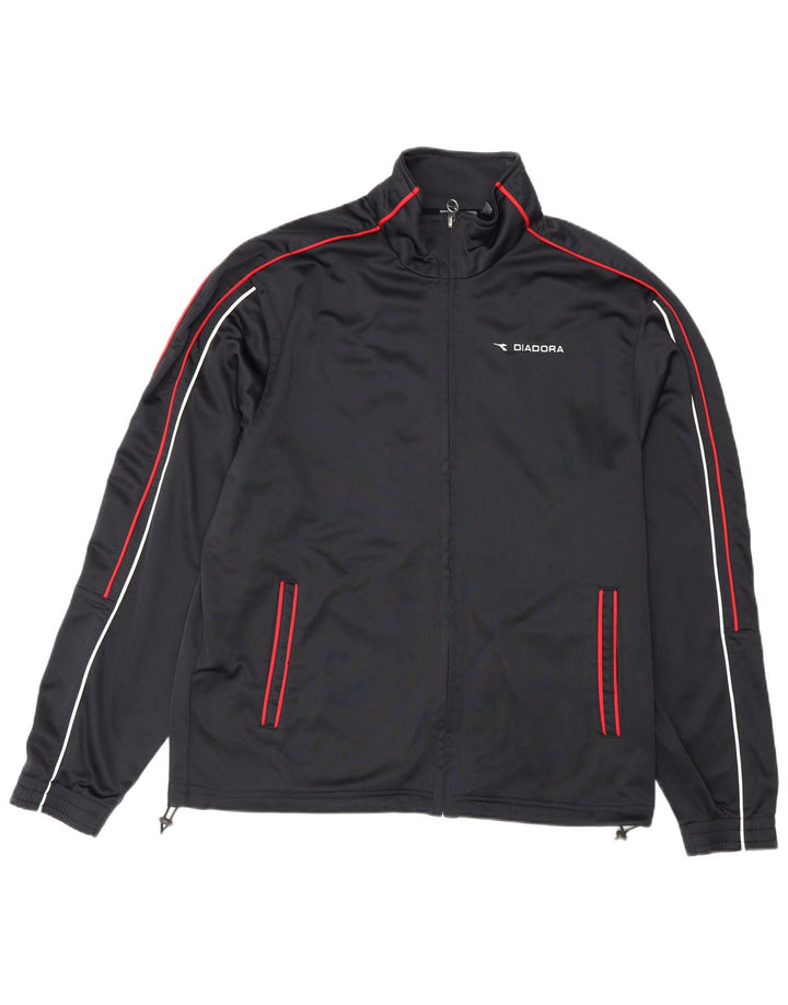 Diadora Mens Tracksuit Top Jacket UK 40 Poliéster Preto Médio