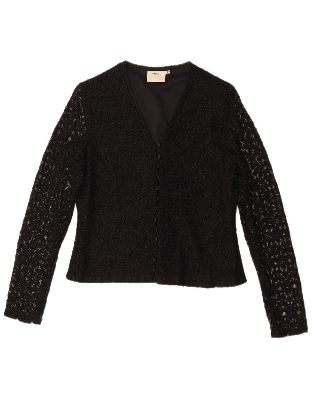 Blusa feminina H&M IT 42 médio preto floral nylon