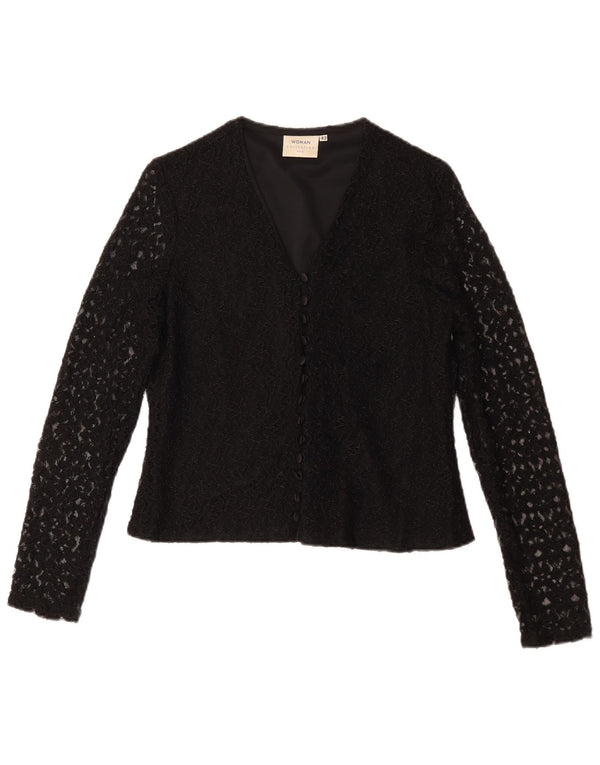 Blusa feminina H&M IT 42 médio preto floral nylon