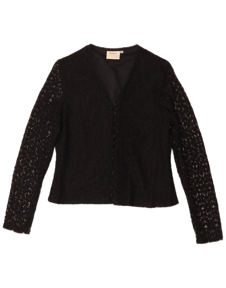 Blusa feminina H&M IT 42 médio preto floral nylon