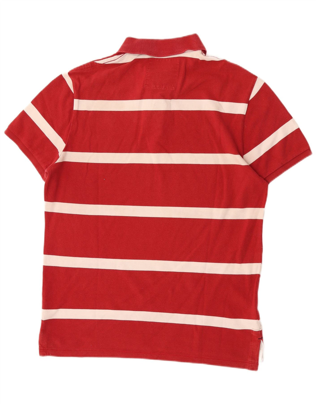Camisa polo masculina de manga curta de ajuste regular American Eagle listrada vermelha grande