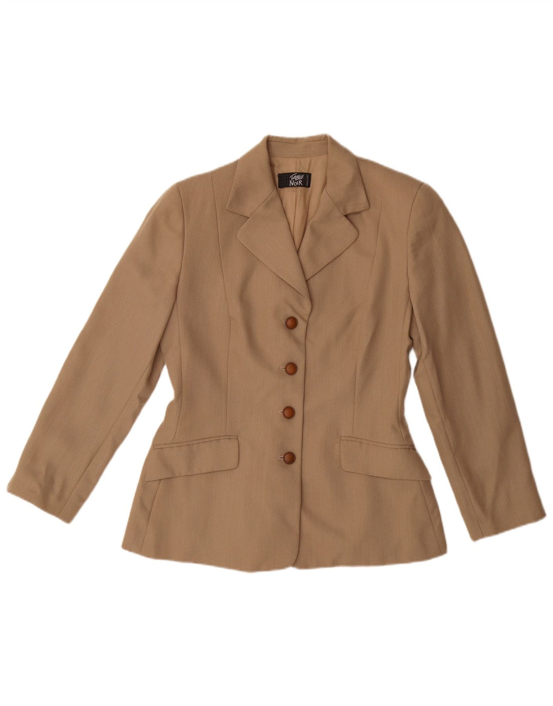 Jaqueta blazer feminina vintage com 4 botões Reino Unido 14 lã virgem bege médio
