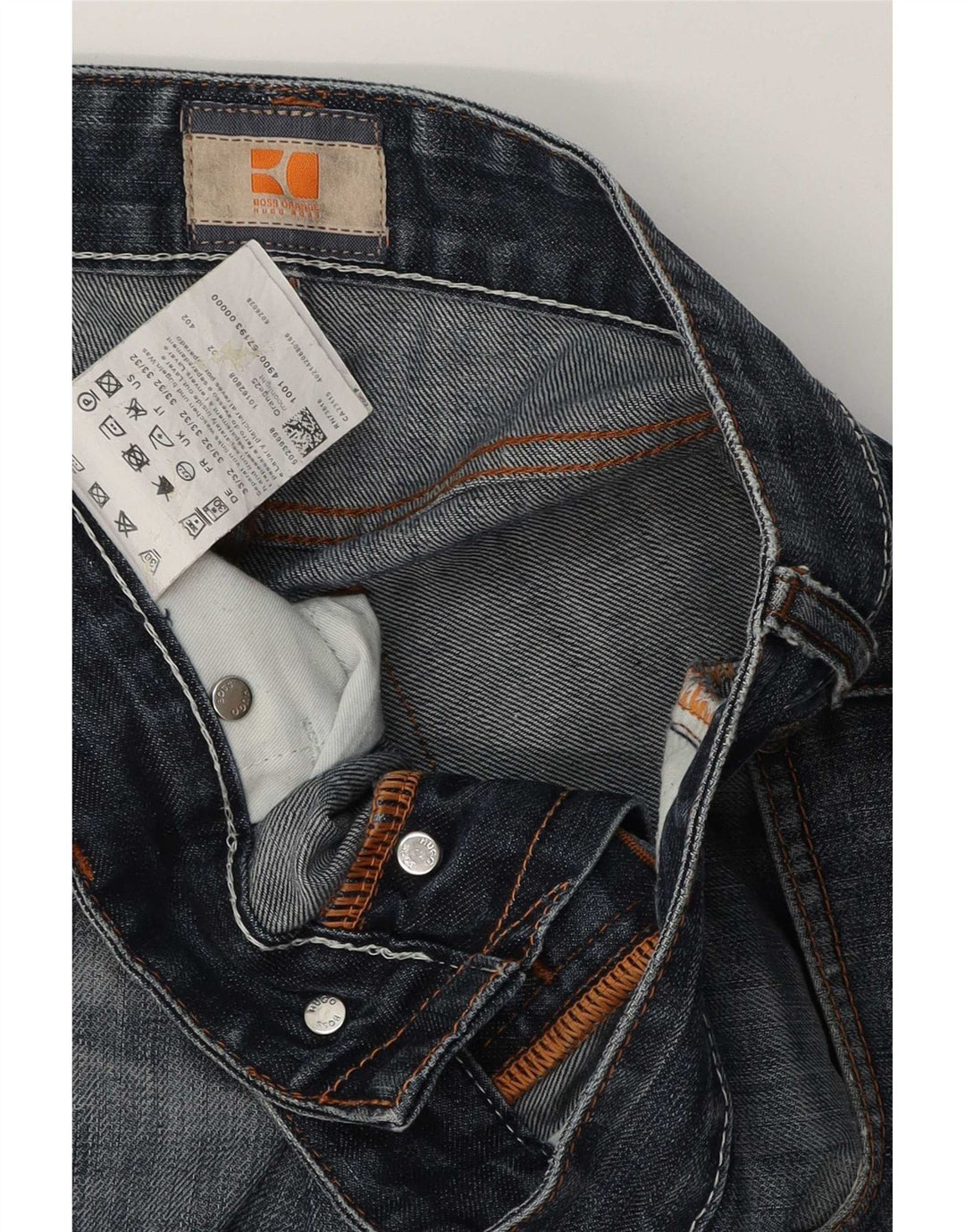 Hugo Boss Mens Straight Jeans W33 L32 Azul Algodão