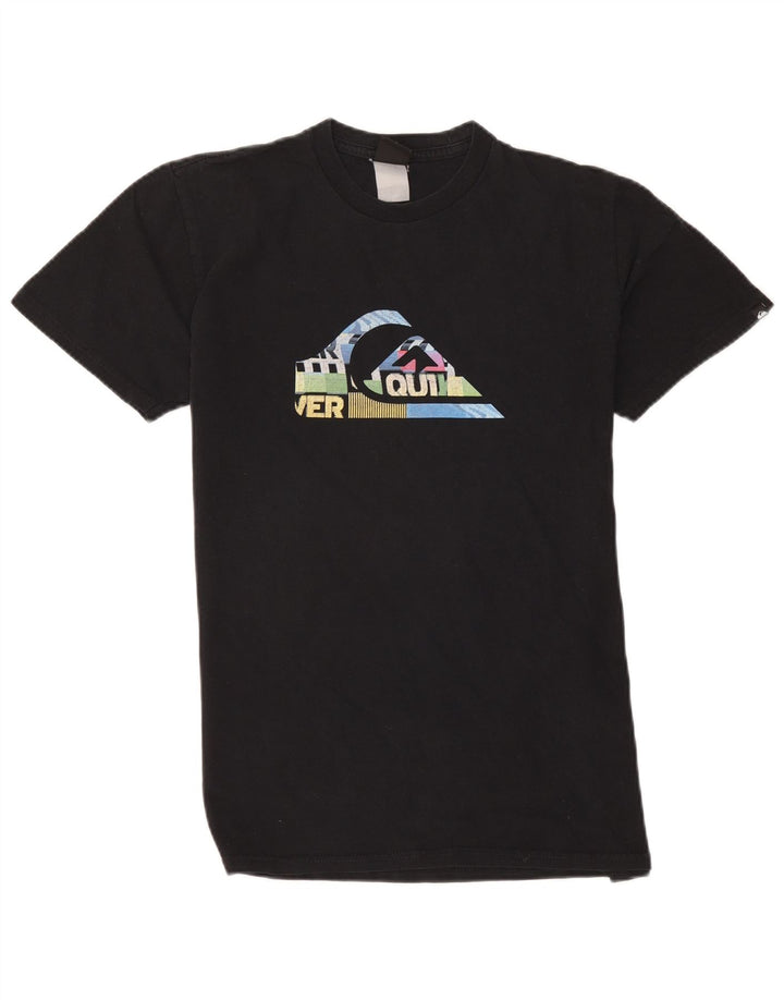 Camiseta masculina Quiksilver com estampa gráfica pequena preta