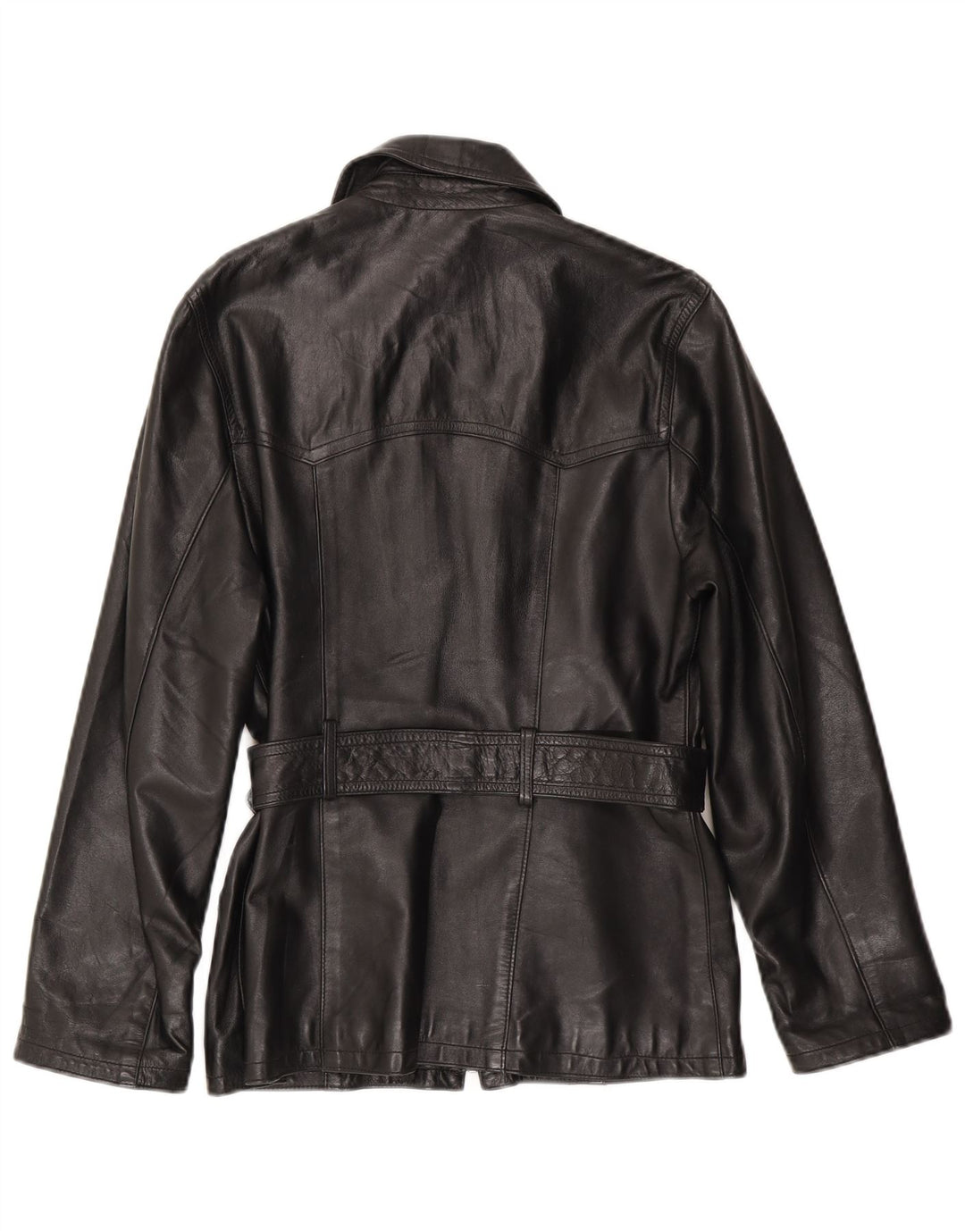 Jaqueta de couro feminina vintage IT 44 couro preto médio