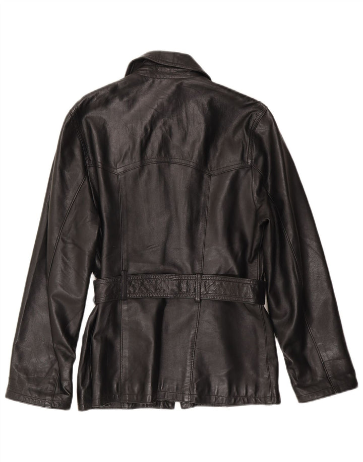 Jaqueta de couro feminina vintage IT 44 couro preto médio