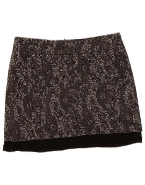 Minissaia feminina MOTIVI UK 6 XS W28 poliéster floral cinza