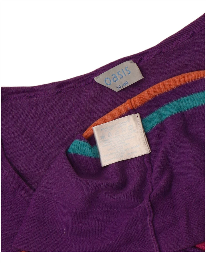 Suéter feminino Oasis com decote em V UK 14 Viscose médio multicolorido