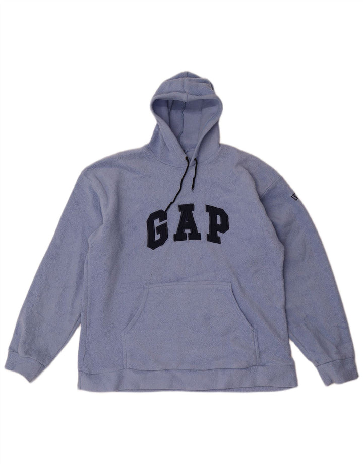 Suéter masculino de lã com capuz gráfico Gap grande azul