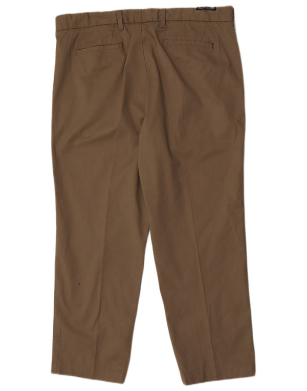 Calça chino reta masculina Marks & Spencer Blue Harbor W40 L29 cáqui