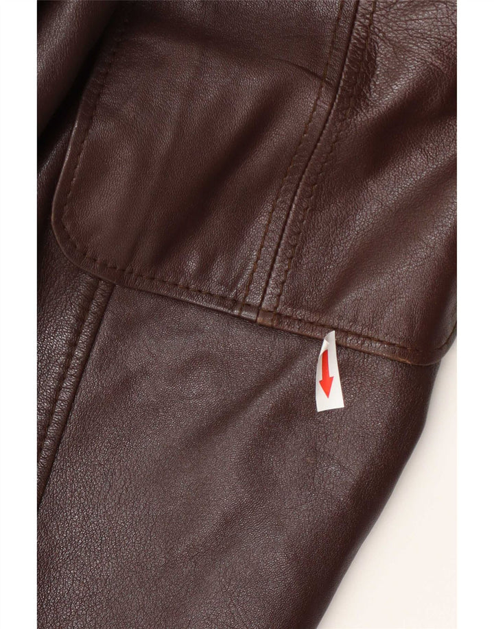 Casaco de couro feminino vintage IT 48 XL Borgonha