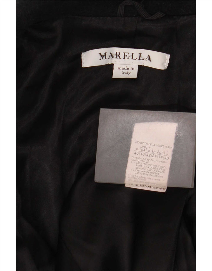 Sobretudo feminino Marella UK 14 grande lã virgem preta