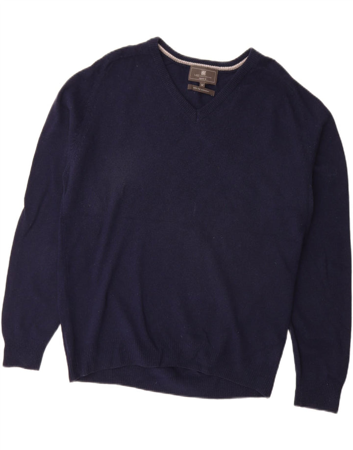 Suéter masculino MARKS & SPENCER com ajuste regular e decote em V azul marinho médio