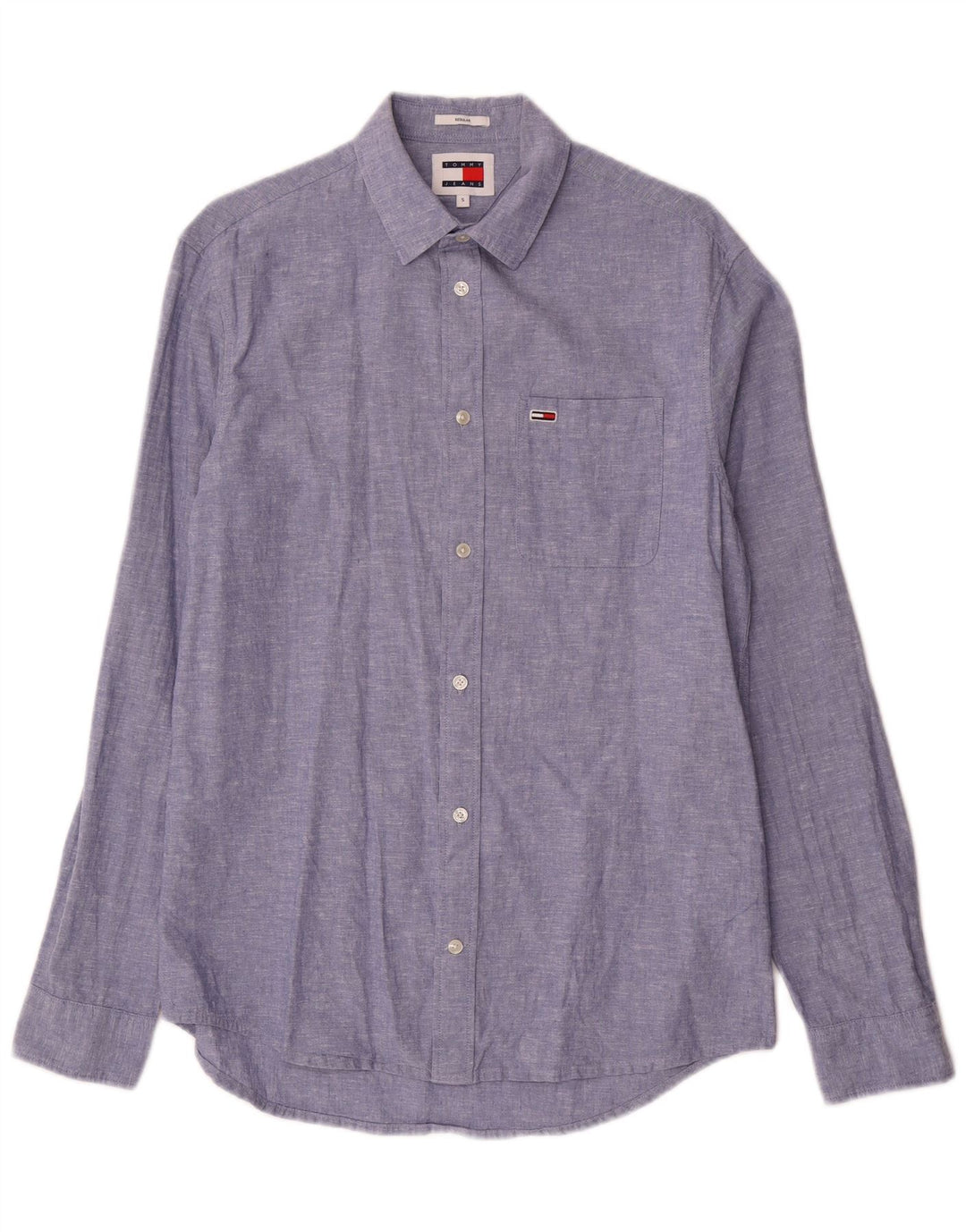Camisa masculina Tommy Hilfiger Regular Fit pequena azul algodão