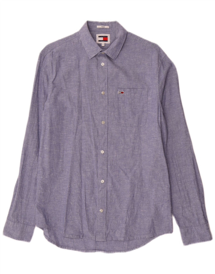 Camisa masculina Tommy Hilfiger Regular Fit pequena azul algodão