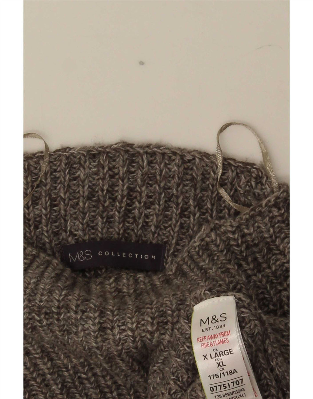 Suéter masculino Marks & Spencer com gola tartaruga XL acrílico manchado cinza