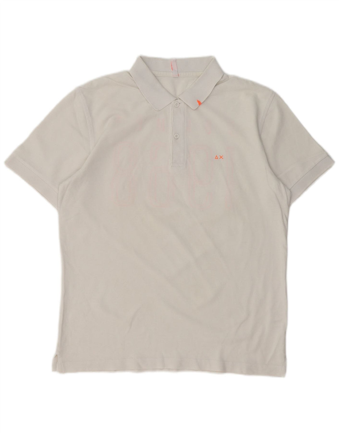 Camisa polo masculina SUN68 gráfica grande de algodão branco