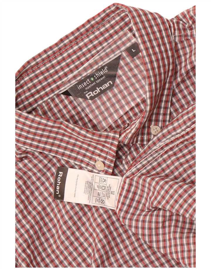 Camisa masculina Rohan grande poliéster xadrez vermelho