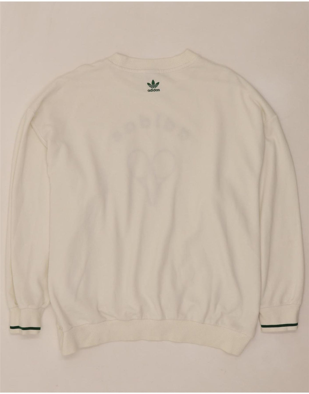 ADIDAS Womens Oversized Graphic Sweatshirt Jumper Reino Unido 8 Pequeno Algodão Branco
