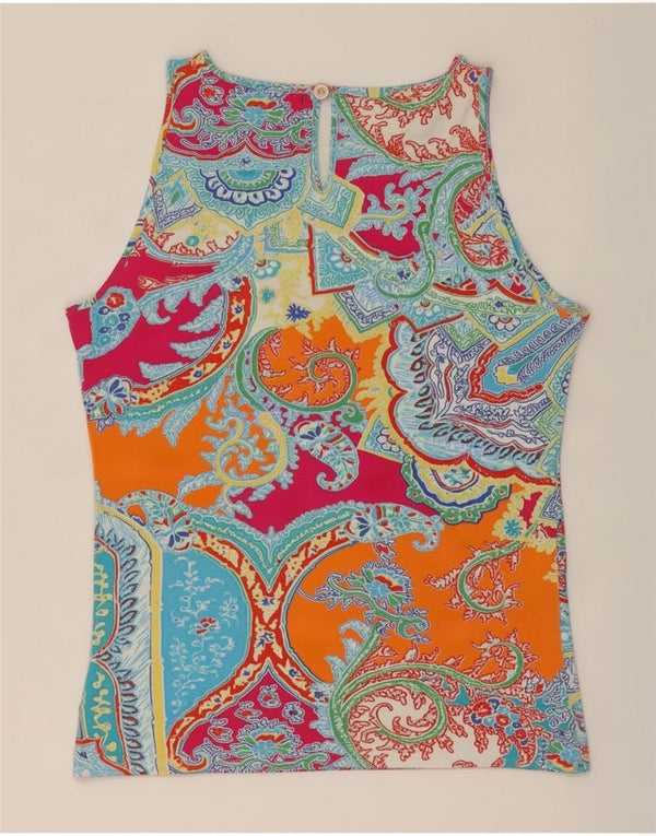 Blusa feminina sem mangas Ralph Lauren UK 10 pequena paisley multicolorida