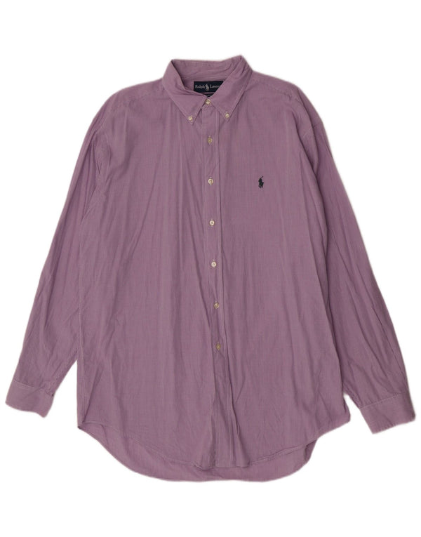 Camisa masculina Ralph Lauren tamanho 16 1/2 grande algodão guingão roxo