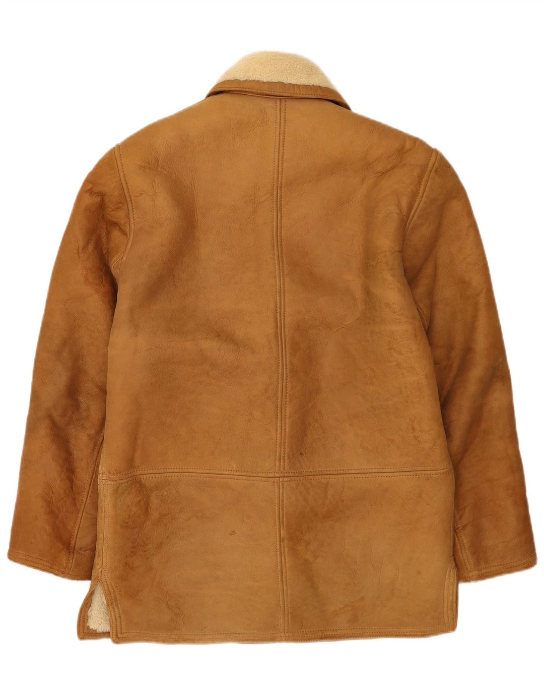 Jaqueta feminina vintage com peito duplo e shearling UK 14 grande bege
