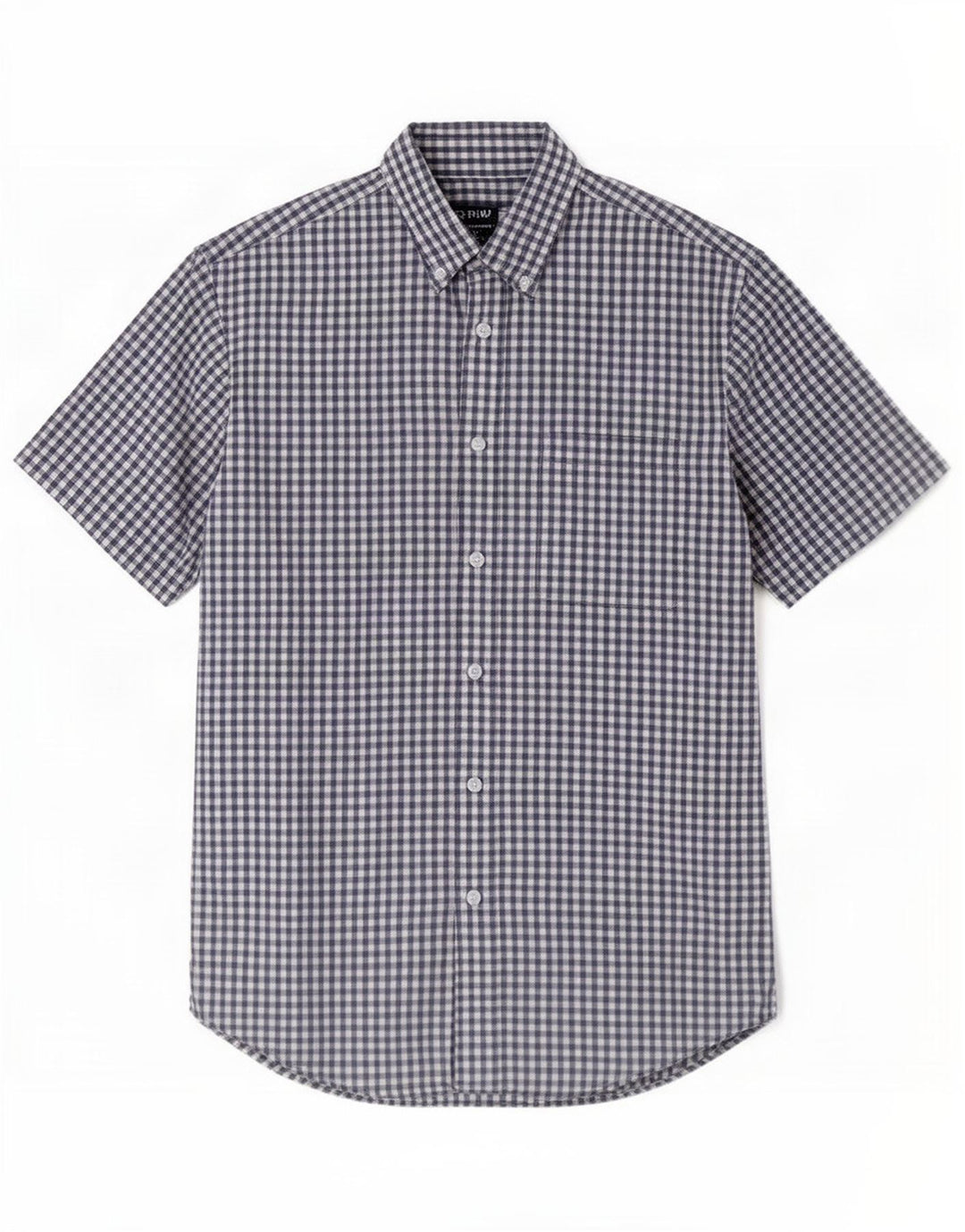 Camisa masculina de manga curta Orvis, algodão guingão azul marinho médio