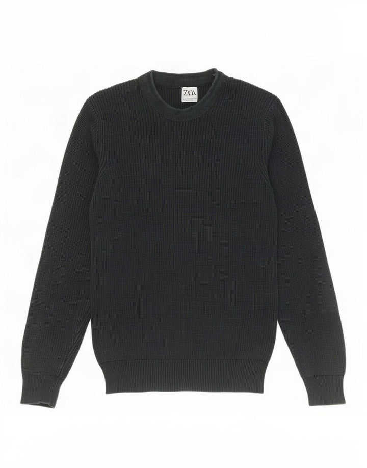 Zara Suéter masculino com gola redonda verde médio