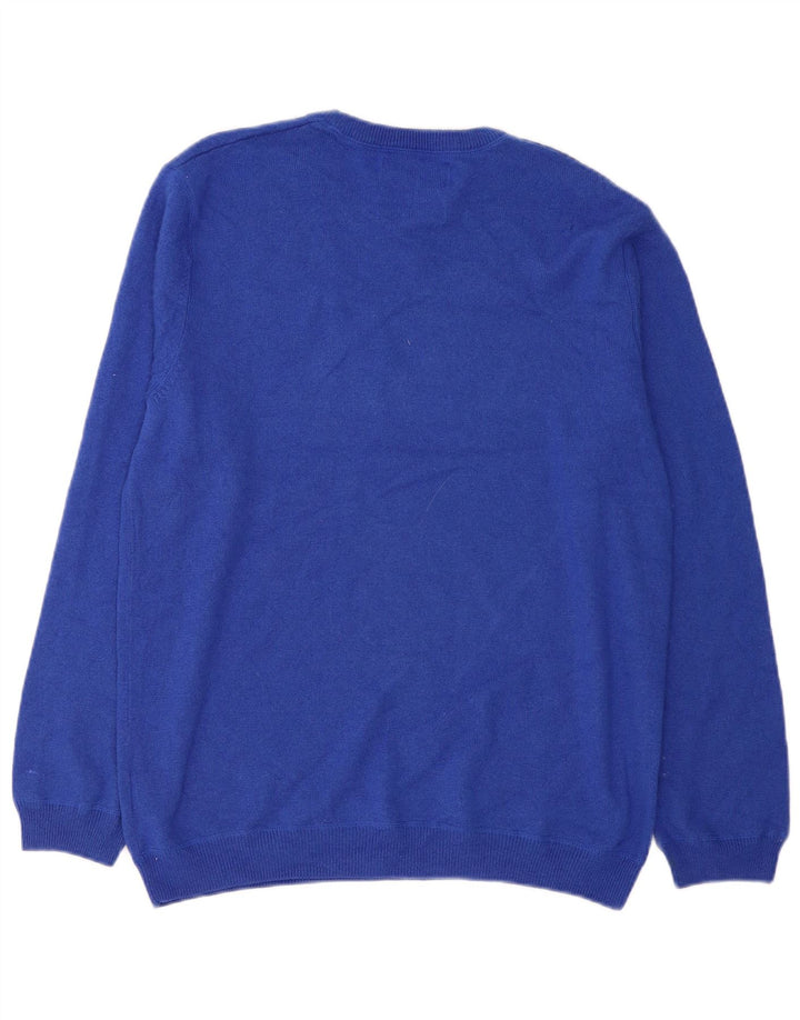 Suéter masculino Marks & Spencer com gola redonda, grande lã azul
