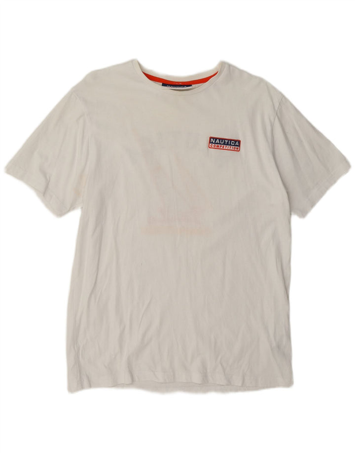 Camiseta masculina gráfica Nautica Top grande de algodão branco