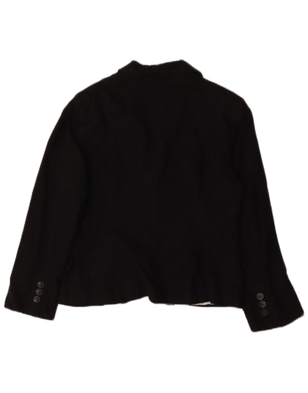 Jaqueta blazer feminina Marks & Spencer com 5 botões Reino Unido 14 grande linho preto