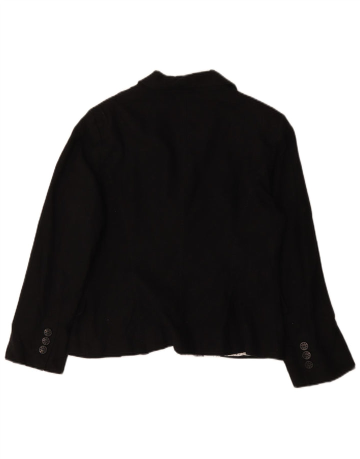 Jaqueta blazer feminina Marks & Spencer com 5 botões Reino Unido 14 grande linho preto