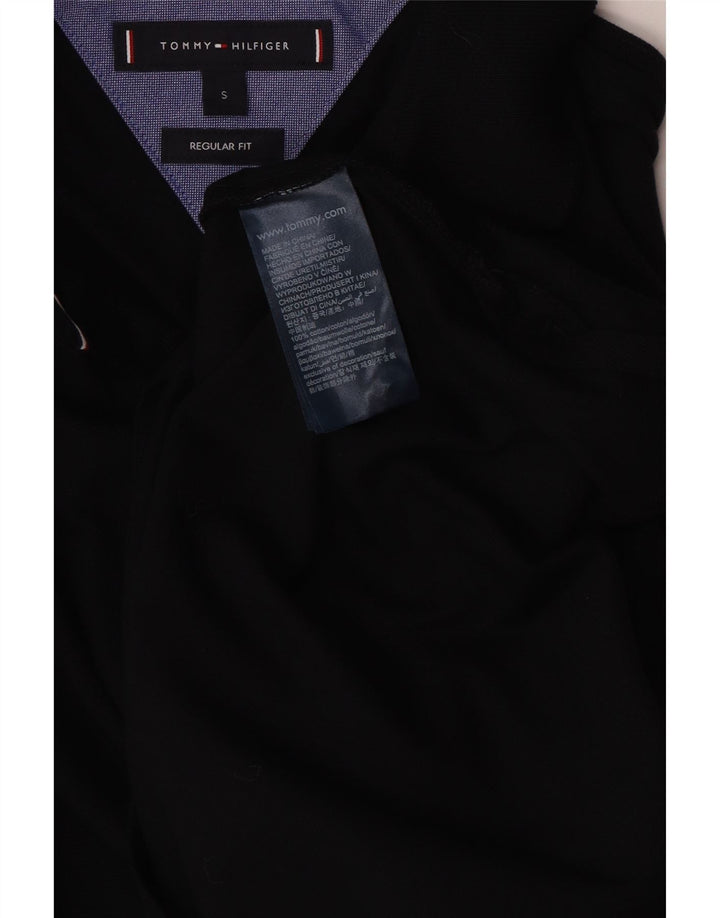 Camisa polo masculina Tommy Hilfiger pequena de algodão preto