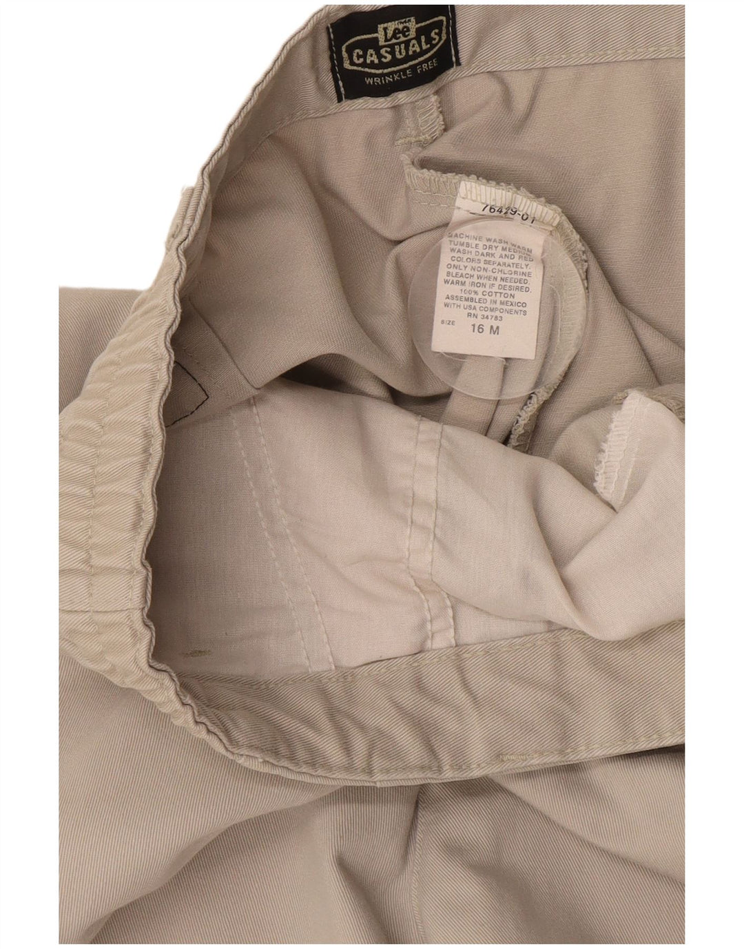 Calça chino feminina de cintura alta LEE US 16 2XL W40 L29 algodão bege