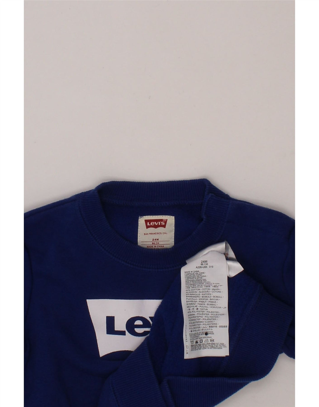 LEVI'S Baby Boys Graphic Sweatshirt Jumper 18-24 Months Navy Blue Cotton Vintage Levi's and Second-Hand Levi's from Messina Hembry 