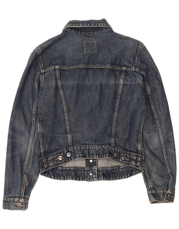 Gas Womens Street Mood Crop Denim Jacket Reino Unido 10 algodão azul pequeno