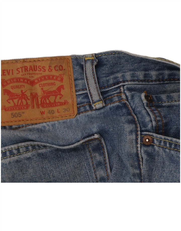 LEVI'S Masculino 505 Straight Jeans W40 L30 Azul Algodão