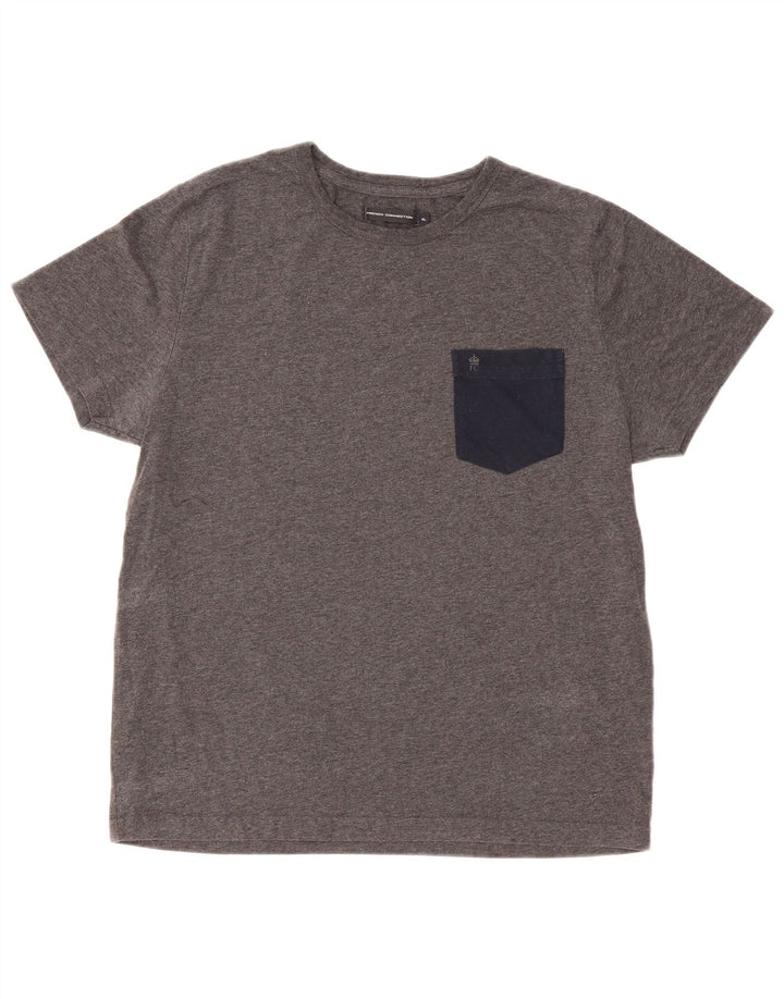 Camiseta masculina French Connection Top XL poliéster manchado cinza