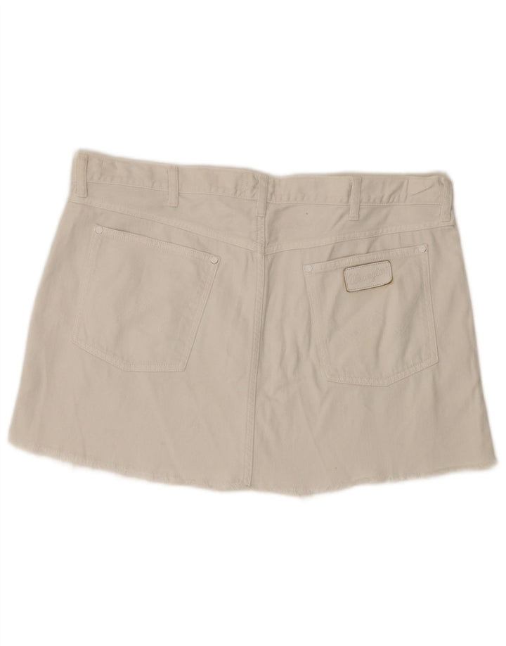 Mini saia jeans Wrangler feminina grande W36 algodão branco